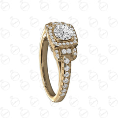 Anello Moissanite Halo taglio rotondo TCW da donna