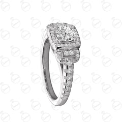 Anello Moissanite Halo taglio rotondo TCW da donna