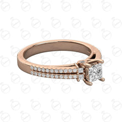 0.90 TCW Princess Cut Solitaire With Accents Moissanite Ring for Women