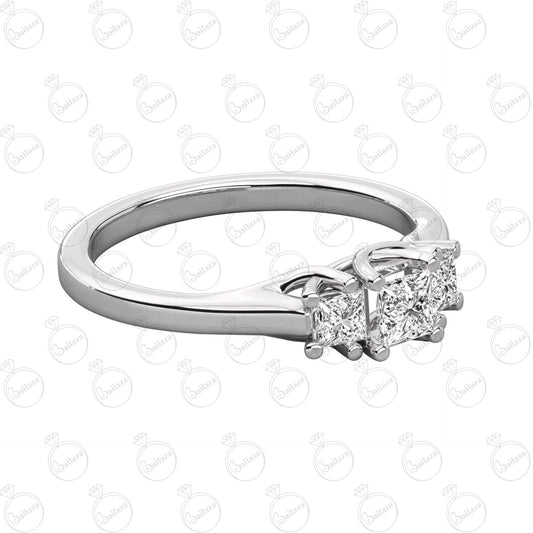 0.90 TCW Princess Cut 3 Stone Moissanite Ring for Women