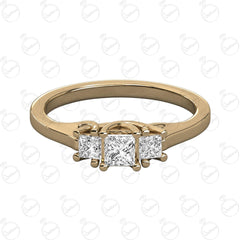 0.90 TCW Princess Cut 3 Stone Moissanite Ring for Women