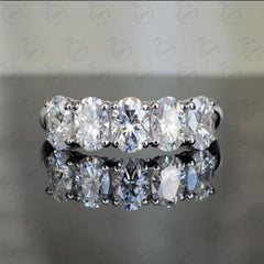 2.20 TCW Oval Cut 5 Stone Moissanite Ring for Women