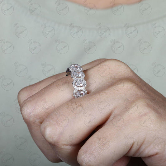 Anello Moissanite Half Eternity ovale TCW da donna