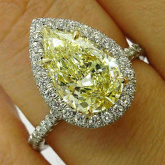 1.25 TCW Pear Cut Halo Moissanite Ring for Women