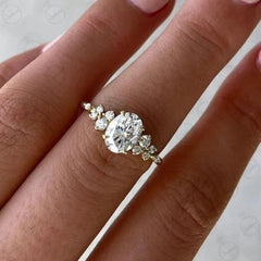 0.90 TCW Oval Cut Art Deco Moissanite Ring for Women