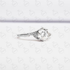 Anello da donna con solitario taglio rotondo TCW con accenti in moissanite