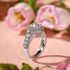 1.00 TCW Heart Cut Halo Moissanite Ring for Women