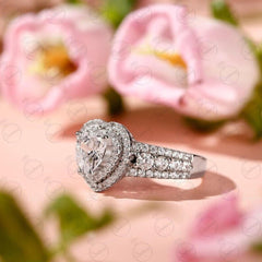 1.00 TCW Heart Cut Halo Moissanite Ring for Women