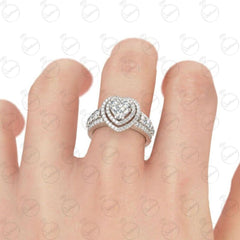 1.00 TCW Heart Cut Halo Moissanite Ring for Women