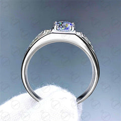 Anello da donna con solitario taglio rotondo TCW con accenti in moissanite