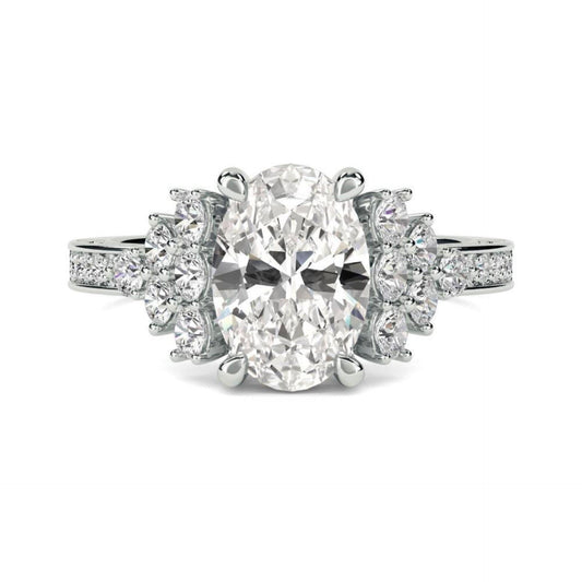 2.15 TCW Oval Cut Solitaire With Accents Moissanite Ring for Women