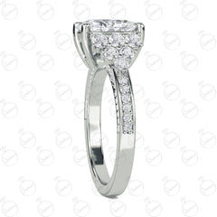 2.15 Anello da donna con solitario in moissanite taglio ovale TCW con accenti