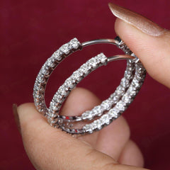 0.80 CTW Round Cut Hoop Lab Grown Diamond Earrings for Women