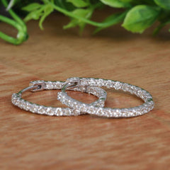 0.80 CTW Round Cut Hoop Lab Grown Diamond Earrings for Women