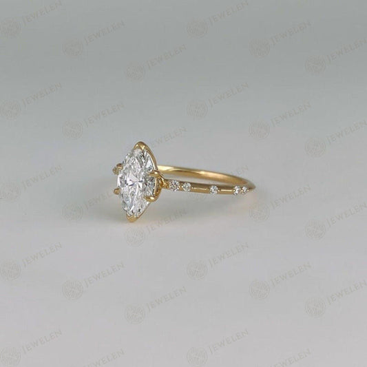 Anello con diamante creato in laboratorio unico taglio marquise da 1,00 TCW per donna