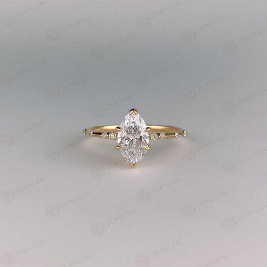 1.00 TCW Marquise Cut Unique Lab Grown Diamond Ring for Women