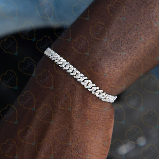 Bracciale da donna con diamanti coltivati ​​in laboratorio a maglie cubane taglio brillante rotondo da 2,00 CTW