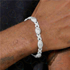 Bracciale da donna con diamanti coltivati ​​in laboratorio a maglie cubane taglio brillante rotondo TCW da 3,00