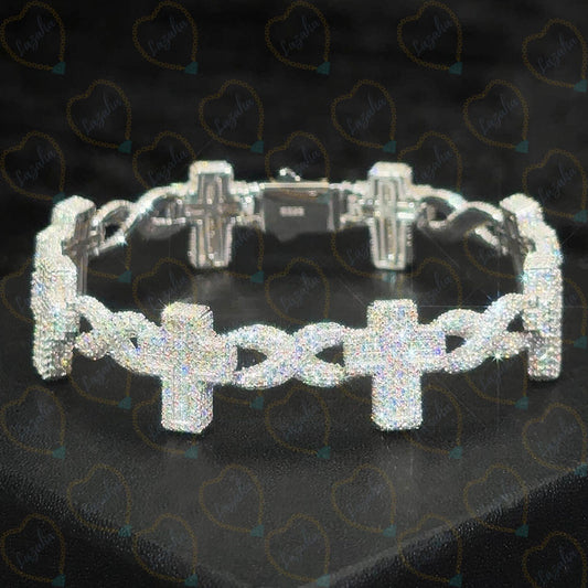 Bracciale da donna con diamanti coltivati ​​in laboratorio a maglie cubane taglio brillante rotondo TCW da 5,25