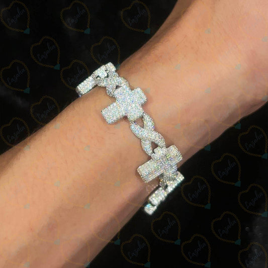 Bracciale da donna con diamanti coltivati ​​in laboratorio a maglie cubane taglio brillante rotondo TCW da 5,25