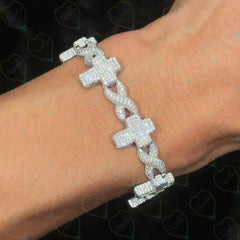 Bracciale da donna con diamanti coltivati ​​in laboratorio a maglie cubane taglio brillante rotondo TCW da 5,25