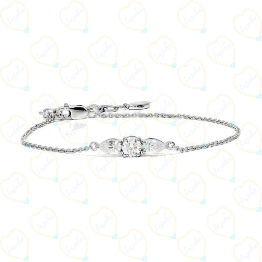 0.90 TCW Round Brilliant Cut Link Lab Grown Diamond Bracelet for Women