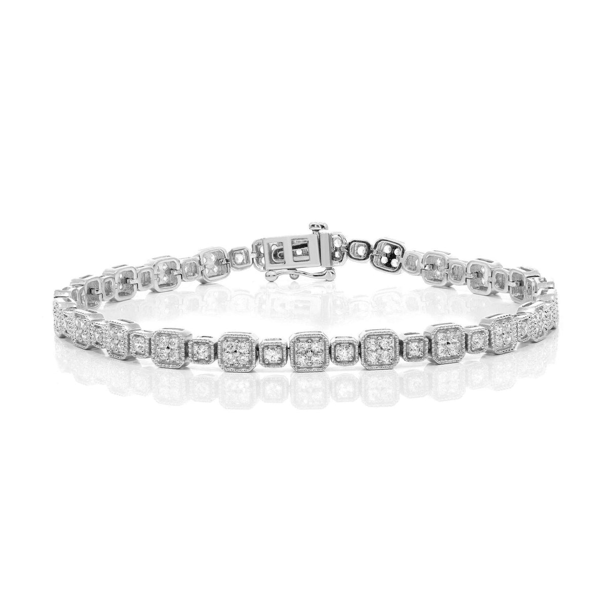 Bracciale da donna con diamanti coltivati ​​in laboratorio a maglie cubane taglio brillante rotondo da 1,40 CTW