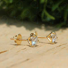 1.00 CTW Round Cut Stud Lab Grown Diamond Earrings for Women