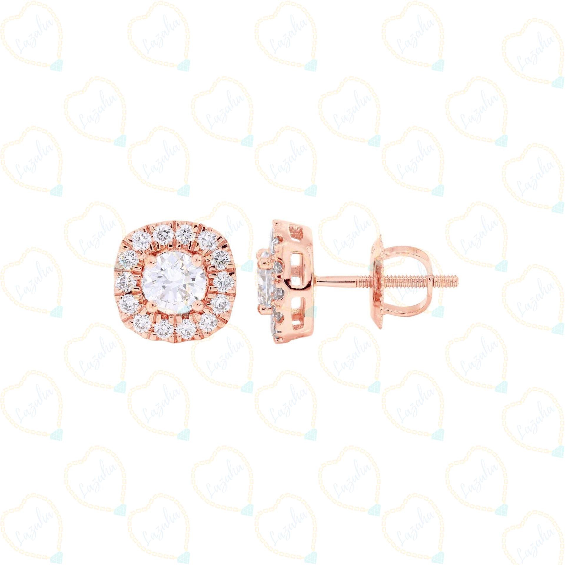 0.30 CTW Round Cut Solitaire With Accents Lab Grown Diamond earring, Diamond, Lab Grown Diamond, Solitaire Diamond earring, 0.30 CT Round Cut, Rose Gold earring, best diamond earring