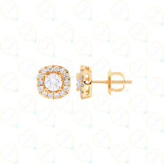 Top view of 0.30 CTW Round Cut Solitaire With Accents Lab Grown Diamond earring, Diamond, Lab Grown Diamond, Solitaire Diamond earring, 0.30 CT Round Cut, yellow Gold earring, best diamond earring, Ethical Jewelry, Luxury diamond earring