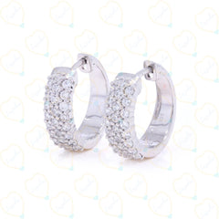 0.80 CTW Round Cut Huggie Hoop Lab Grown Diamond Earrings for Women