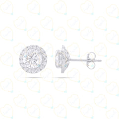 1.70 CTW Round Cut Stud Lab Grown Diamond Earrings for Women