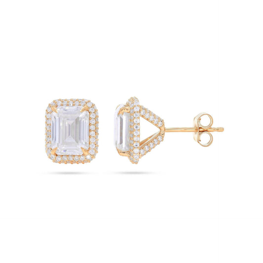 1.00 CTW Emerald Cut Stud Lab Grown Diamond Earrings for Women