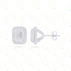 1.00 CTW Emerald Cut Stud Lab Grown Diamond Earrings for Women