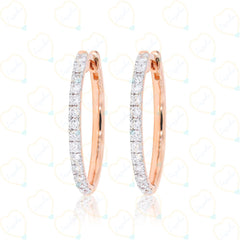 0.80 CTW Round Cut Huggie Hoop Lab Grown Diamond Earrings for Women