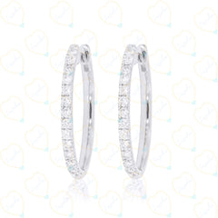 0.80 CTW Round Cut Huggie Hoop Lab Grown Diamond Earrings for Women