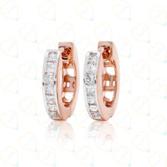 0.90 CTW Princess Cut Huggie Hoop Lab Grown Diamond Earrings for Women