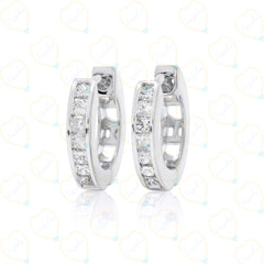 0.90 CTW Princess Cut Huggie Hoop Lab Grown Diamond Earrings for Women