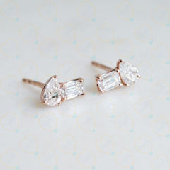 1.50 CTW Pear Cut Toi Et Moi Lab Grown Diamond Earrings for Women