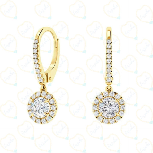 1.00 CTW Round Cut Drop Dangle Lab Grown Diamond Earrings for Women