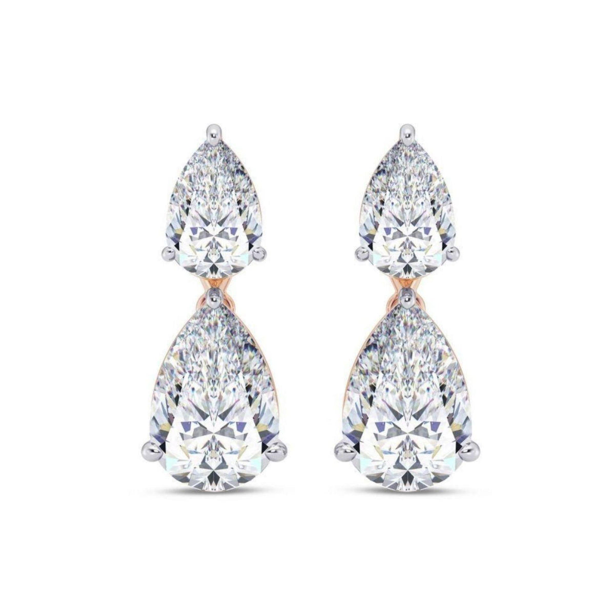 2.50 CTW Pear Cut Drop Dangle Lab Grown Diamond Earrings for Women