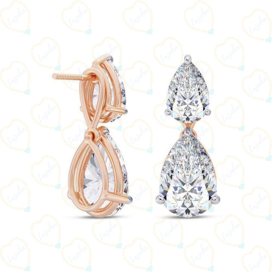 2.50 CTW Pear Cut Drop Dangle Lab Grown Diamond Earrings for Women