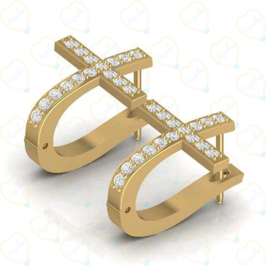 0.50 CTW Round Cut Hoop Lab Grown Diamond Earrings for Women