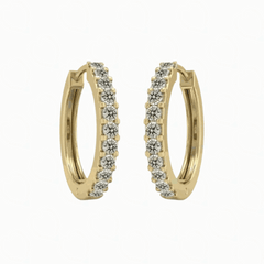 0.70 CTW Round Cut Huggie Hoop Lab Grown Diamond Earrings for Women