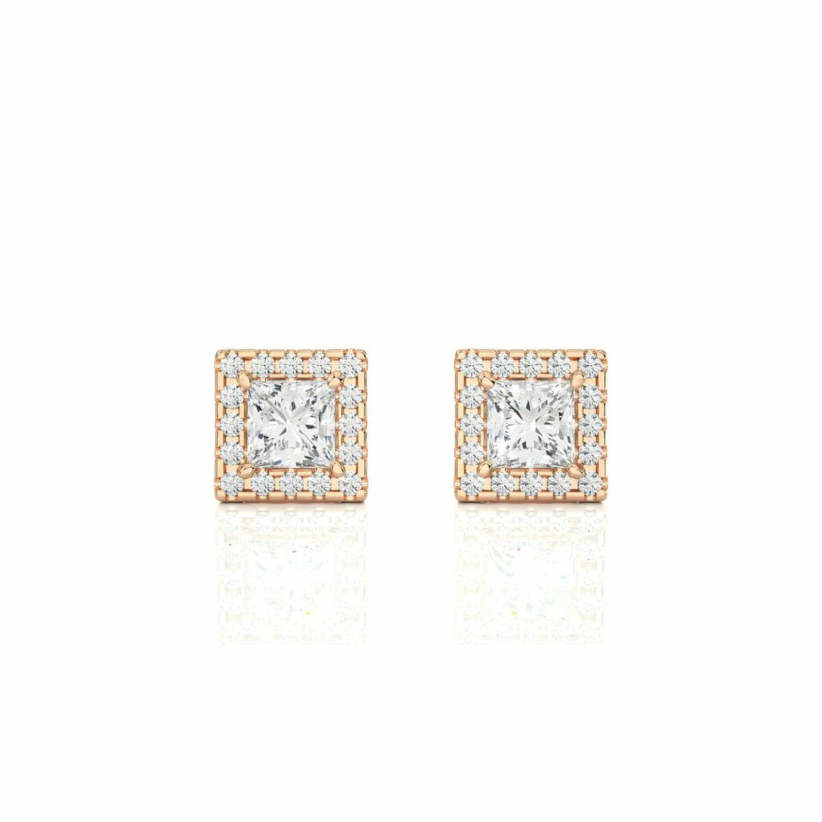 2.00 CTW Princess Cut Halo Lab Grown Diamond Earrings for Women