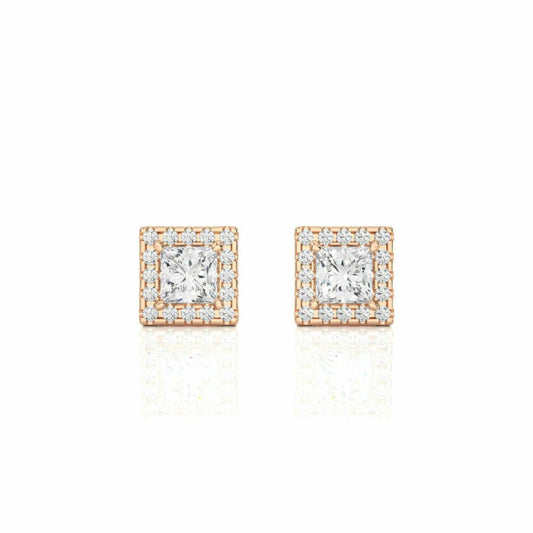 2.00 CTW Princess Cut Halo Lab Grown Diamond Earrings for Women