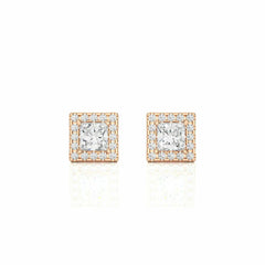 2.00 CTW Princess Cut Halo Lab Grown Diamond Earrings for Women