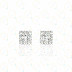 2.00 CTW Princess Cut Halo Lab Grown Diamond Earrings for Women