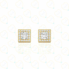 2.00 CTW Princess Cut Halo Lab Grown Diamond Earrings for Women