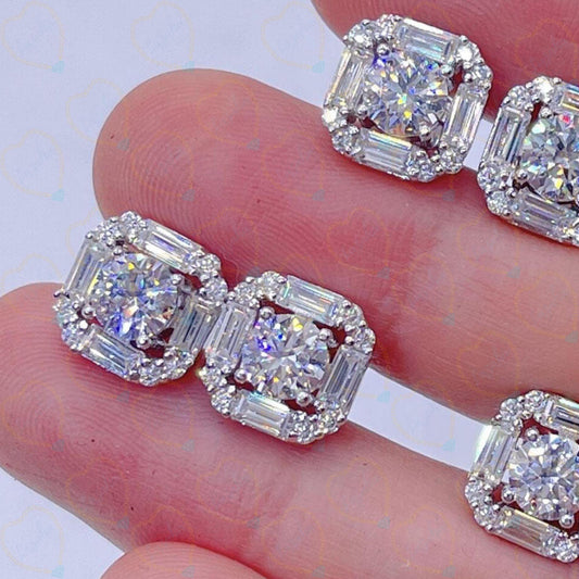 1.00 CTW Round Cut Halo Lab Grown Diamond Earrings for Women